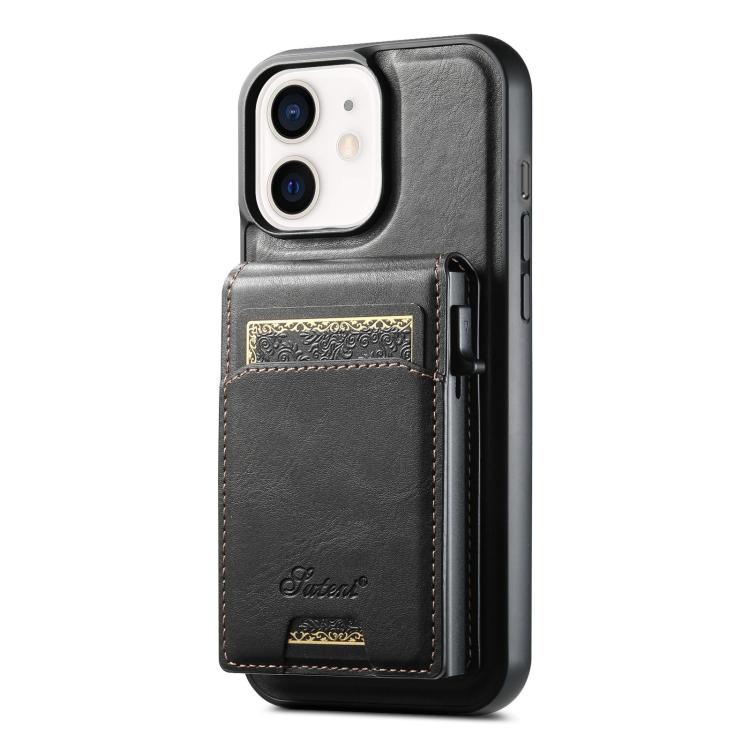 Suteni H19 Oil Wax 2-in-1 MagSafe Removable Card Box Back Phone Case, For iPhone 14 Pro Max, For iPhone 13 Pro Max, For iPhone 13 Pro, For iPhone 13, For iPhone 12, For iPhone 12 Pro Max, For iPhone 12 Pro