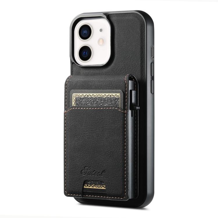 Suteni H19 Litchi Grain 2-in-1 MagSafe Removable Card Box Back Phone Case, For iPhone 14 Pro Max, For iPhone 13 Pro Max, For iPhone 13 Pro, For iPhone 13, For iPhone 12, For iPhone 12 Pro Max, For iPhone 12 Pro