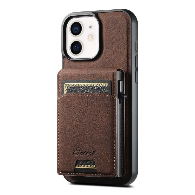 Suteni H19 Litchi Grain 2-in-1 MagSafe Removable Card Box Back Phone Case, For iPhone 14 Pro Max, For iPhone 13 Pro Max, For iPhone 13 Pro, For iPhone 13, For iPhone 12, For iPhone 12 Pro Max, For iPhone 12 Pro