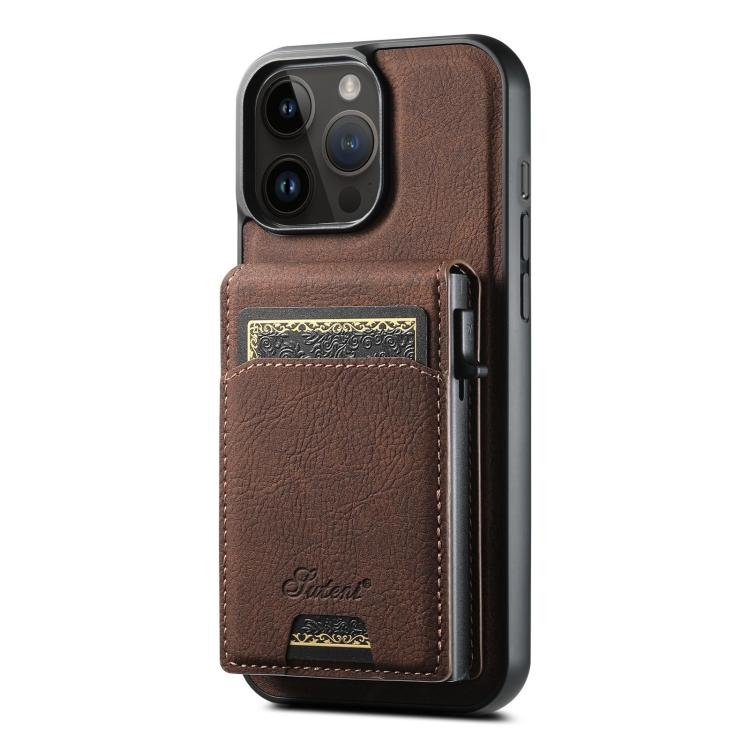 Suteni H19 Litchi Grain 2-in-1 MagSafe Removable Card Box Back Phone Case, For iPhone 14 Pro Max, For iPhone 13 Pro Max, For iPhone 13 Pro, For iPhone 13, For iPhone 12, For iPhone 12 Pro Max, For iPhone 12 Pro