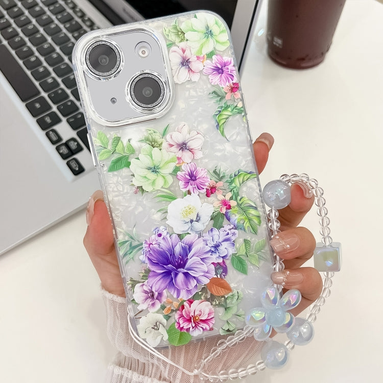 Electroplating Flowers Plants Texture Wristband TPU Phone Case, For iPhone 13