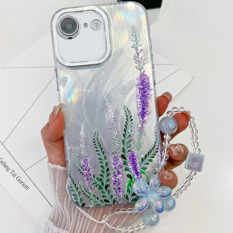 Electroplating Flowers Plants Texture Wristband TPU Phone Case, For iPhone 16e