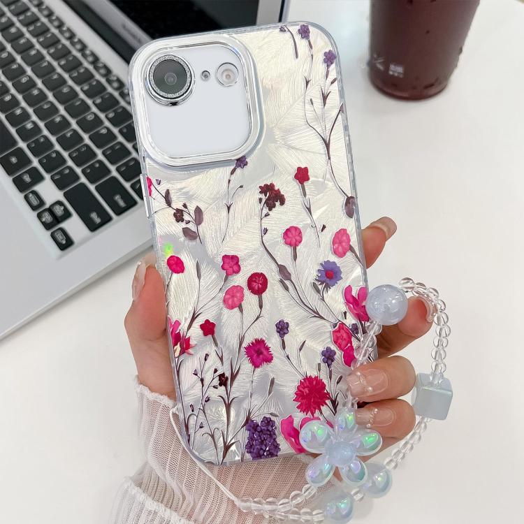 Electroplating Flowers Plants Texture Wristband TPU Phone Case, For iPhone 16e