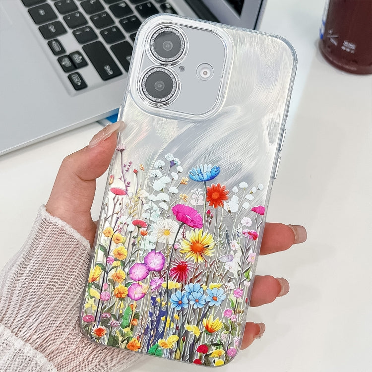 Electroplating Flower Texture TPU Phone Case, For iPhone 16e, For iPhone 16 Pro Max, For iPhone 16 Pro, For iPhone 16 Plus