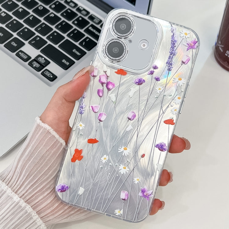 Electroplating Flower Texture TPU Phone Case, For iPhone 16e, For iPhone 16 Pro Max, For iPhone 16 Pro, For iPhone 16 Plus