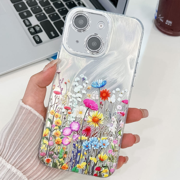 Electroplating Flower Texture TPU Phone Case, For iPhone 16, For iPhone 15 Pro Max, For iPhone 15 Pro, For iPhone 15