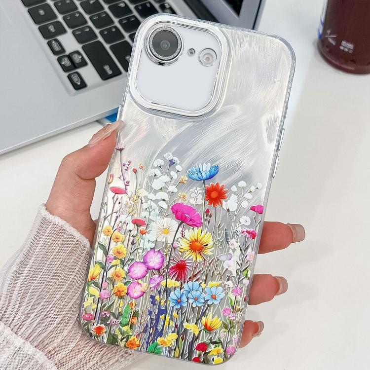 Electroplating Flower Texture TPU Phone Case, For iPhone 16e, For iPhone 16 Pro Max, For iPhone 16 Pro, For iPhone 16 Plus