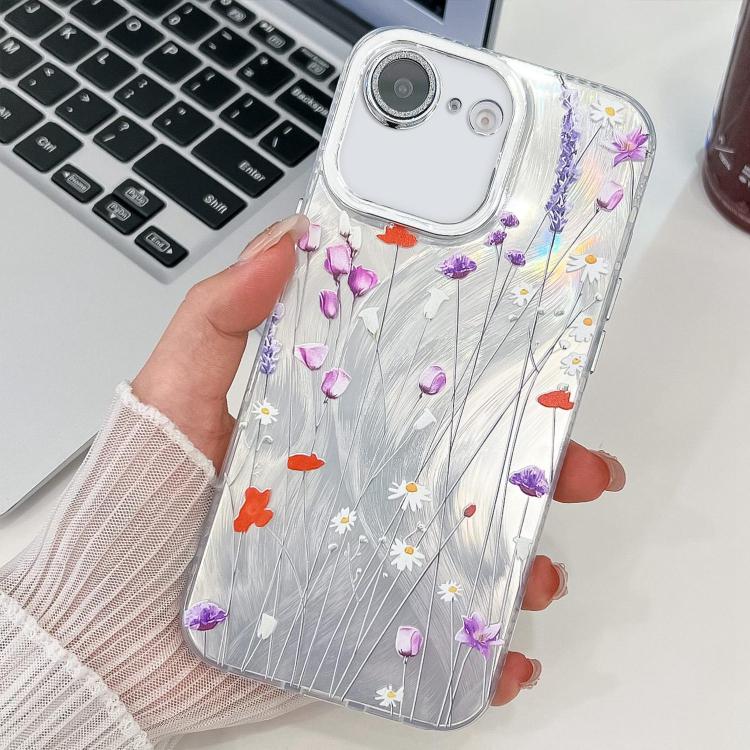 Electroplating Flower Texture TPU Phone Case, For iPhone 16e, For iPhone 16 Pro Max, For iPhone 16 Pro, For iPhone 16 Plus