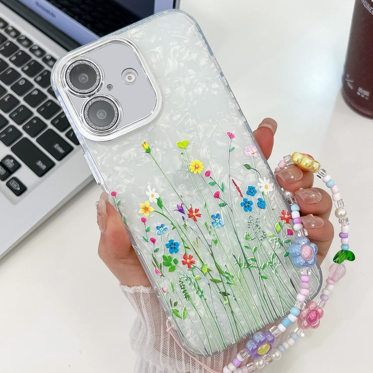 Electroplating Flower Texture Wristband TPU Phone Case, For iPhone 16e, For iPhone 16 Pro Max, For iPhone 16 Pro, For iPhone 16 Plus