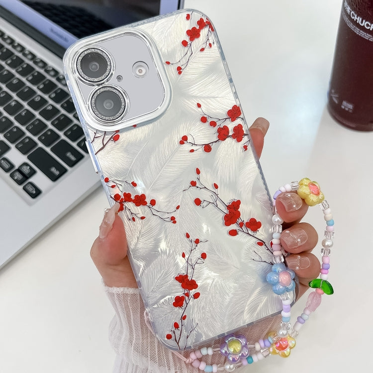Electroplating Flower Texture Wristband TPU Phone Case, For iPhone 16, For iPhone 15 Pro Max, For iPhone 15 Pro, For iPhone 15