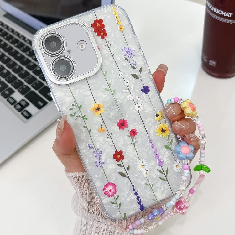 Electroplating Flower Texture Wristband TPU Phone Case, For iPhone 16, For iPhone 15 Pro Max, For iPhone 15 Pro, For iPhone 15