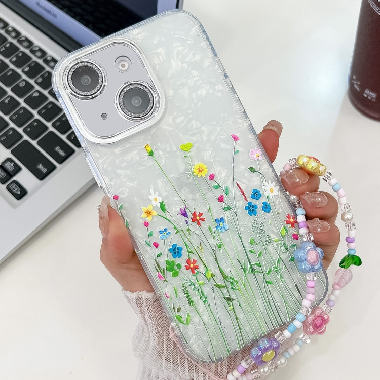 Electroplating Flower Texture Wristband TPU Phone Case, For iPhone 14, For iPhone 14 Pro, For iPhone 14 Pro Max, For iPhone 13 Pro Max