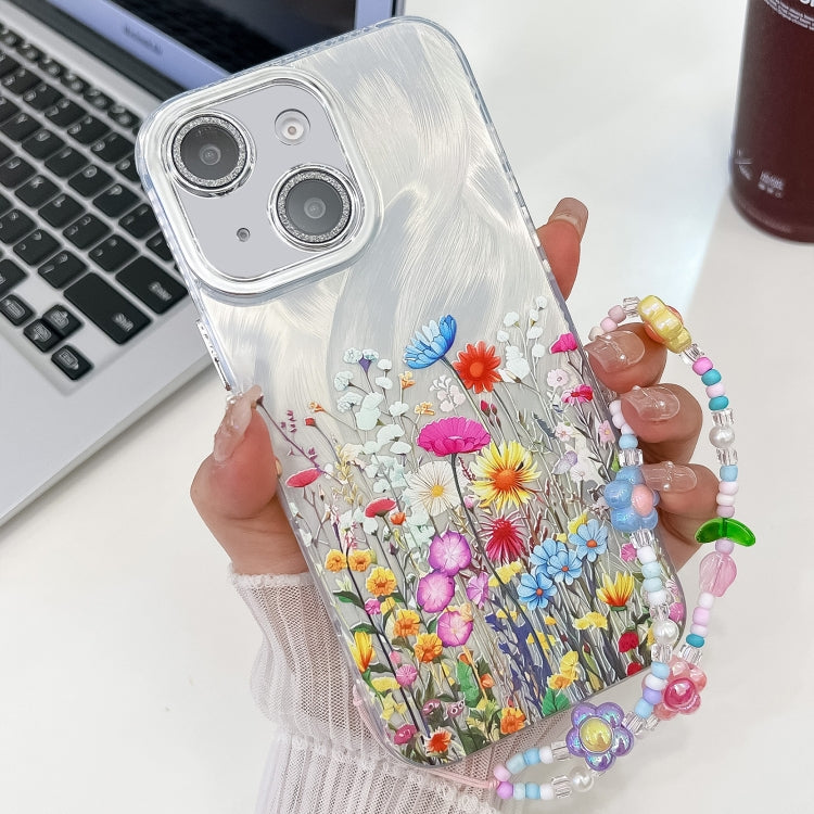 Electroplating Flower Texture Wristband TPU Phone Case, For iPhone 14, For iPhone 14 Pro, For iPhone 14 Pro Max, For iPhone 13 Pro Max