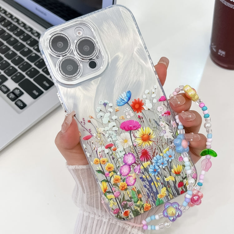 Electroplating Flower Texture Wristband TPU Phone Case, For iPhone 14, For iPhone 14 Pro, For iPhone 14 Pro Max, For iPhone 13 Pro Max