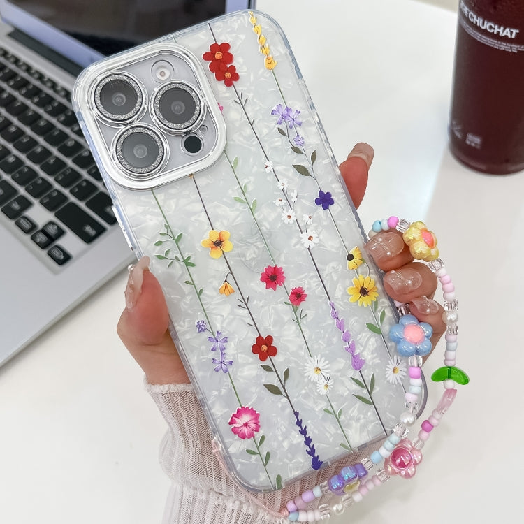 Electroplating Flower Texture Wristband TPU Phone Case, For iPhone 14, For iPhone 14 Pro, For iPhone 14 Pro Max, For iPhone 13 Pro Max