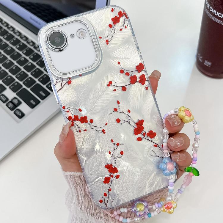 Electroplating Flower Texture Wristband TPU Phone Case, For iPhone 16e, For iPhone 16 Pro Max, For iPhone 16 Pro, For iPhone 16 Plus