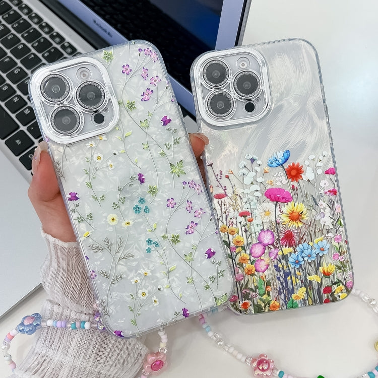 Electroplating Flower Texture Wristband TPU Phone Case, For iPhone 16, For iPhone 15 Pro Max, For iPhone 15 Pro, For iPhone 15