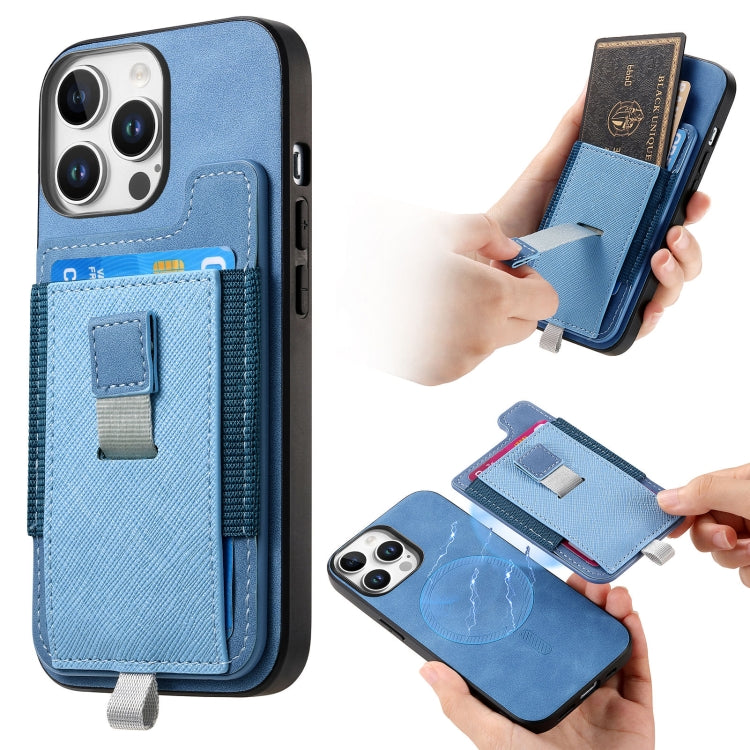 Retro Magsafe Cross Leather Pull-Out Card Bag Back Phone Case, For iPhone 16 Pro Max, For iPhone 16 Pro, For iPhone 16 Plus