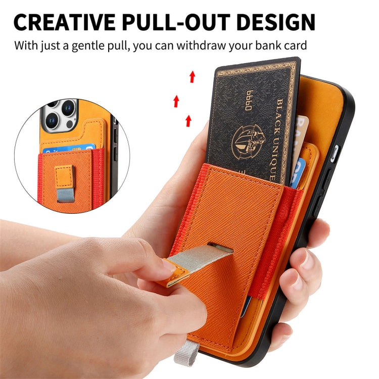 Retro Magsafe Cross Leather Pull-Out Card Bag Back Phone Case, For iPhone 15 Plus, For iPhone 15, For iPhone 14 Plus
