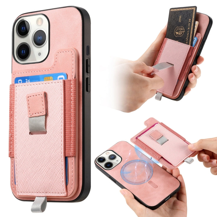 Retro Magsafe Cross Leather Pull-Out Card Bag Back Phone Case, For iPhone 11 Pro Max, For iPhone 11, For iPhone 11 Pro
