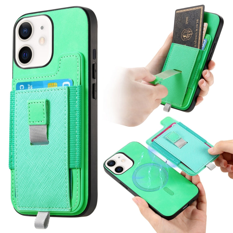 Retro Magsafe Cross Leather Pull-Out Card Bag Back Phone Case, For iPhone 11 Pro Max, For iPhone 11, For iPhone 11 Pro