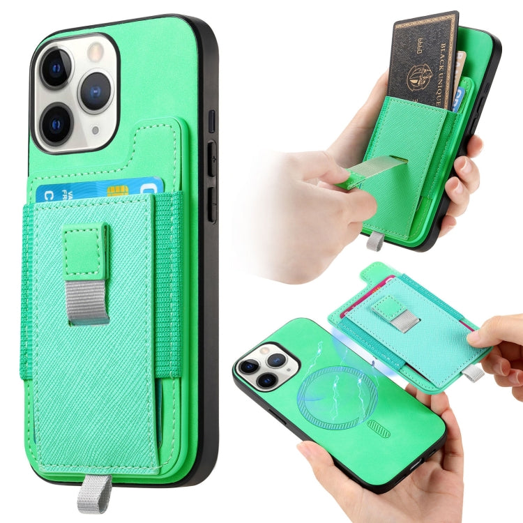 Retro Magsafe Cross Leather Pull-Out Card Bag Back Phone Case, For iPhone 11 Pro Max, For iPhone 11, For iPhone 11 Pro