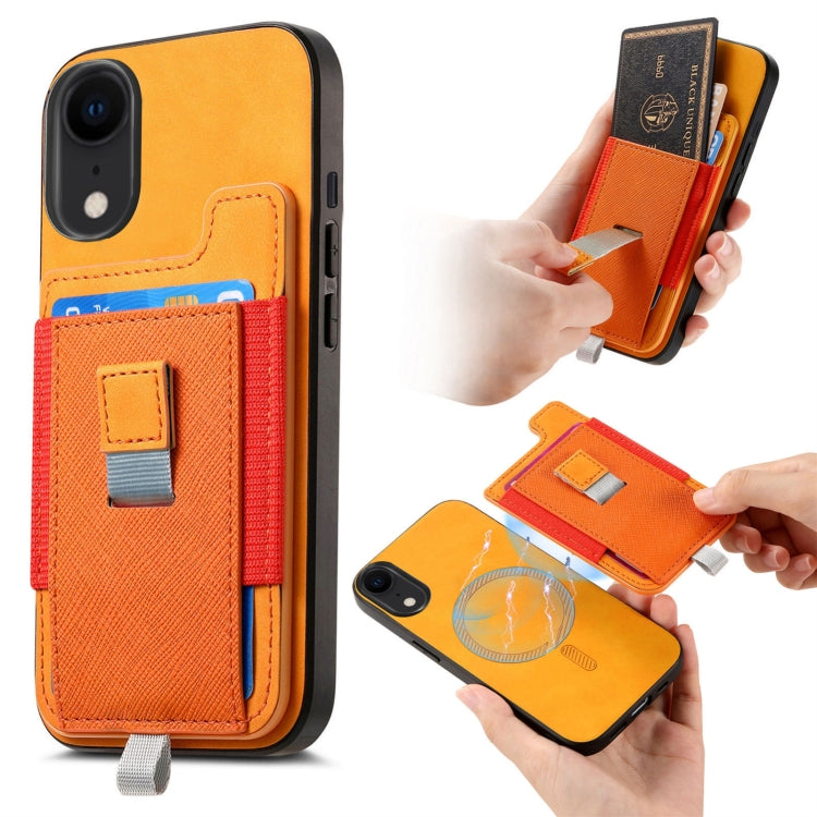 Retro Magsafe Cross Leather Pull-Out Card Bag Back Phone Case, For iPhone X / XS, For iPhone XR, For iPhone XS Max