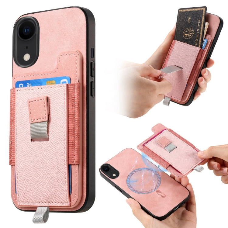Retro Magsafe Cross Leather Pull-Out Card Bag Back Phone Case, For iPhone X / XS, For iPhone XR, For iPhone XS Max