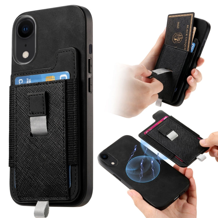 Retro Magsafe Cross Leather Pull-Out Card Bag Back Phone Case, For iPhone X / XS, For iPhone XR, For iPhone XS Max