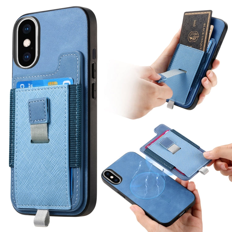 Retro Magsafe Cross Leather Pull-Out Card Bag Back Phone Case, For iPhone X / XS, For iPhone XR, For iPhone XS Max