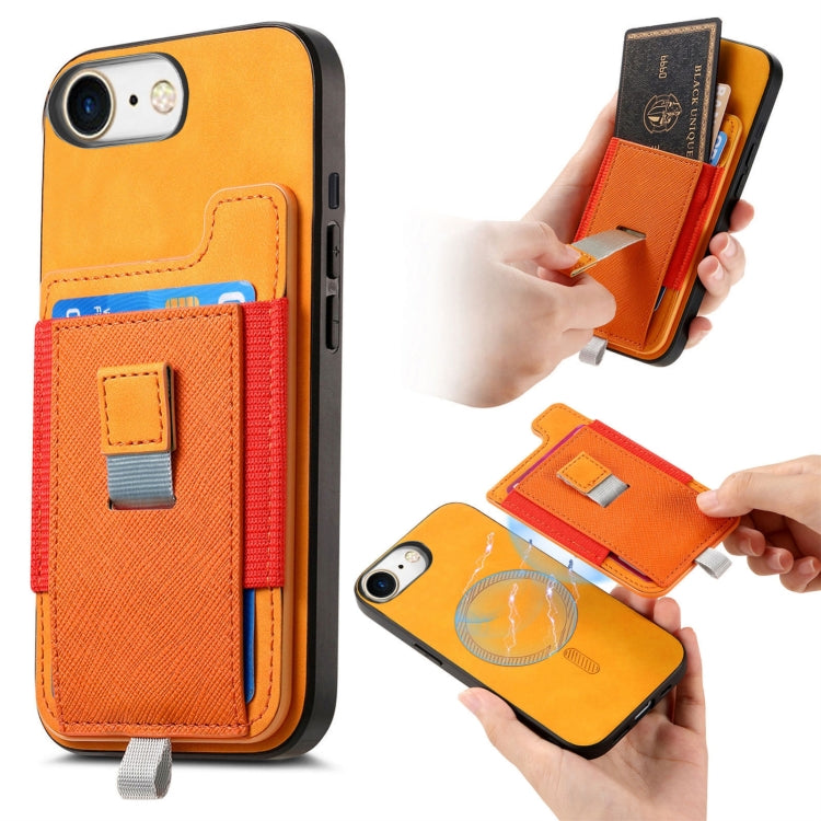 Retro Magsafe Cross Leather Pull-Out Card Bag Back Phone Case, For iPhone 7 / 8 / SE 2022, For iPhone 13 Pro Max, For iPhone 13 Pro