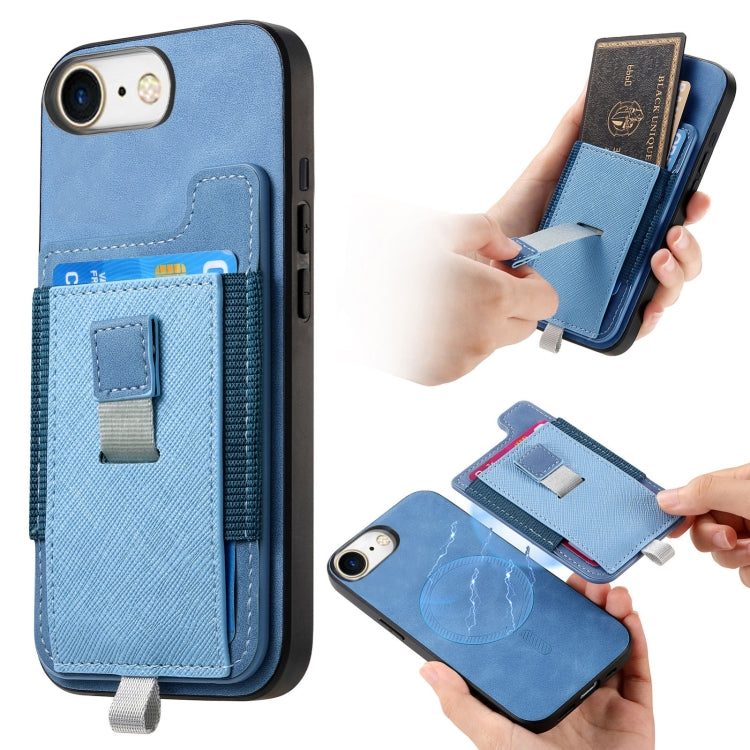 Retro Magsafe Cross Leather Pull-Out Card Bag Back Phone Case, For iPhone 7 / 8 / SE 2022, For iPhone 13 Pro Max, For iPhone 13 Pro