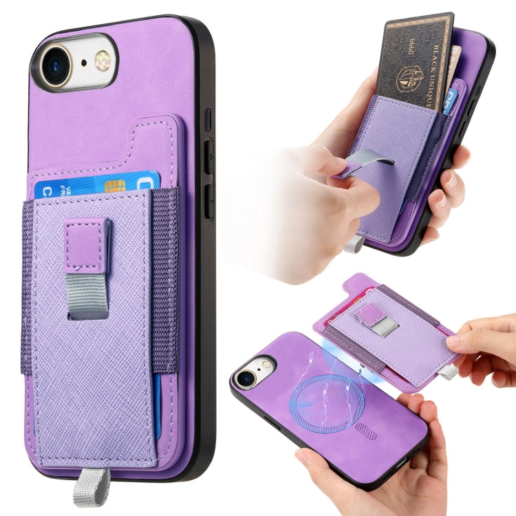 Retro Magsafe Cross Leather Pull-Out Card Bag Back Phone Case, For iPhone 7 / 8 / SE 2022, For iPhone 13 Pro Max, For iPhone 13 Pro