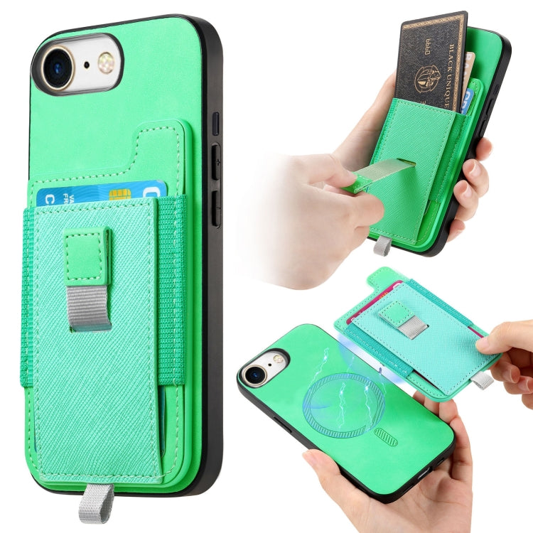 Retro Magsafe Cross Leather Pull-Out Card Bag Back Phone Case, For iPhone 7 / 8 / SE 2022, For iPhone 13 Pro Max, For iPhone 13 Pro