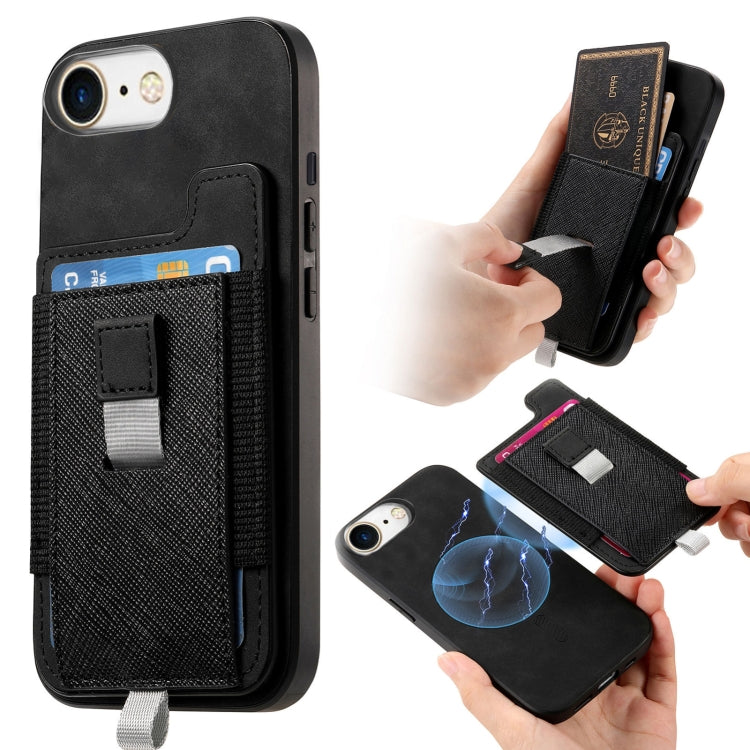 Retro Magsafe Cross Leather Pull-Out Card Bag Back Phone Case, For iPhone 7 / 8 / SE 2022, For iPhone 13 Pro Max, For iPhone 13 Pro