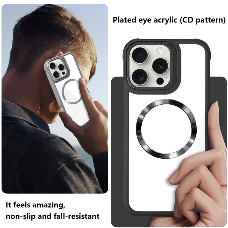 Plated CD Texture MagSafe Acrylic Hybrid TPU Phone Case, For iPhone 15 Pro Max, For iPhone 15 Pro, For iPhone 15 Plus, For iPhone 15