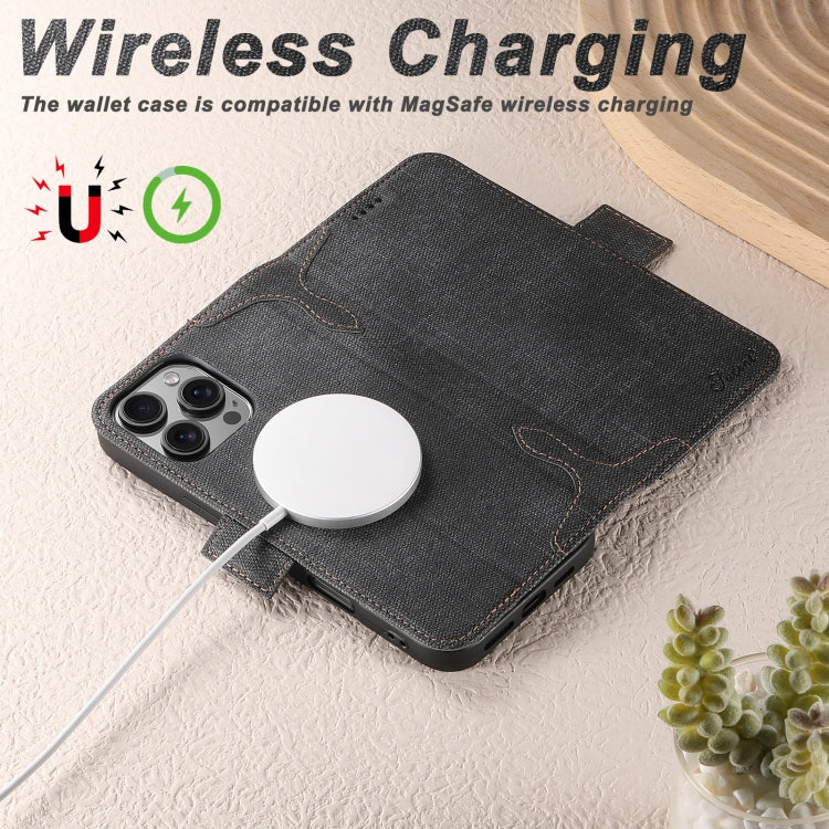 Suteni J07 Multi-functional Horizontal MagSafe Denim Leather Phone Case, For iPhone 12 Pro Max, For iPhone 12 Pro