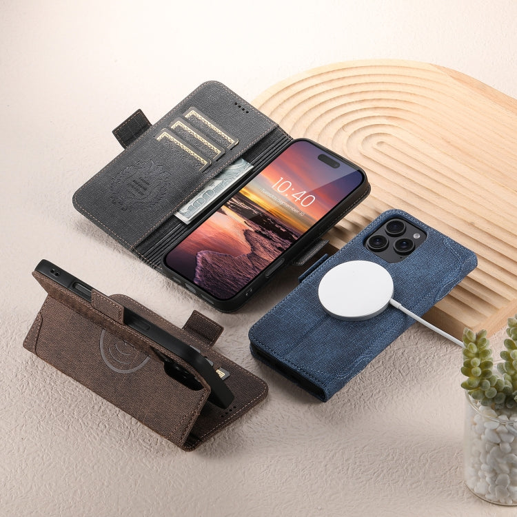 Suteni J07 Multi-functional Horizontal MagSafe Denim Leather Phone Case, For iPhone 12 Pro Max, For iPhone 12 Pro