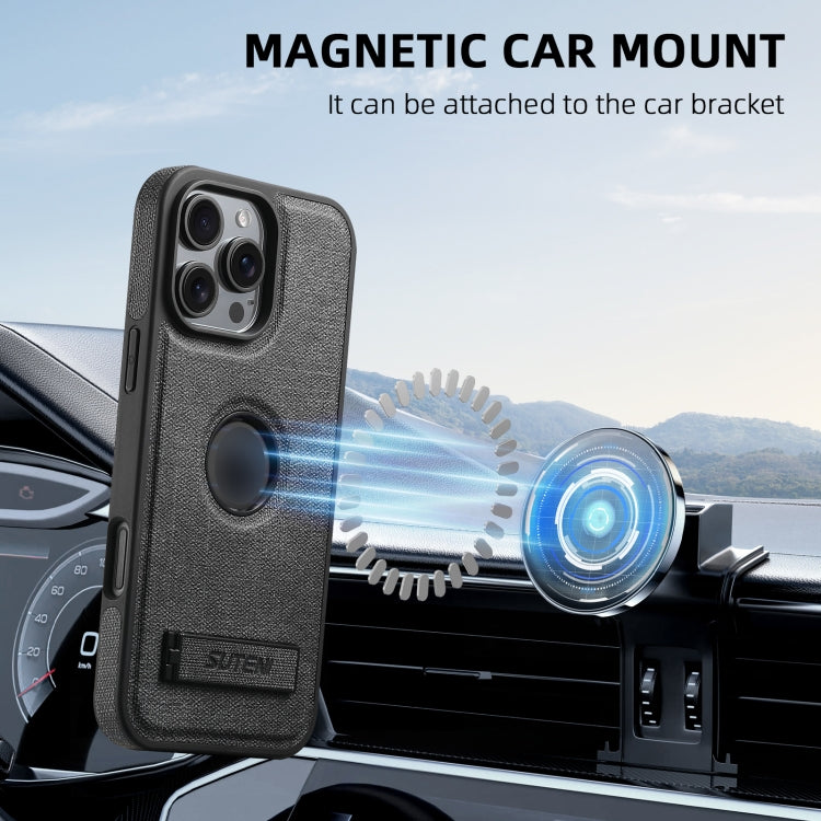 Suteni G2 Holder Denim Leather Back MagSafe Phone Case, For iPhone 14 Plus, For iPhone 14, For iPhone 14 Pro, For iPhone 14 Pro Max, For iPhone 13 Pro Max, For iPhone 13 Pro, For iPhone 13, For iPhone 12