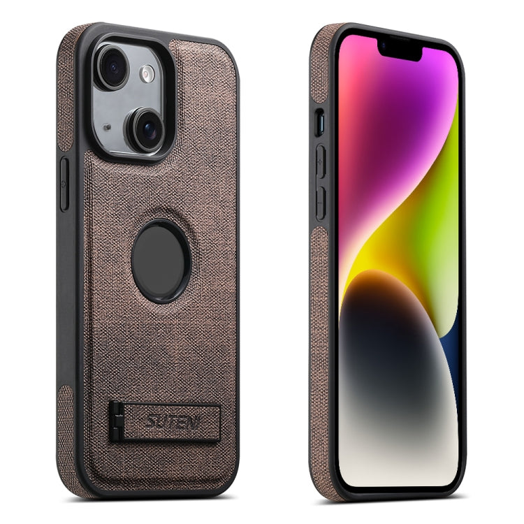 Suteni G2 Holder Denim Leather Back MagSafe Phone Case, For iPhone 14 Plus, For iPhone 14, For iPhone 14 Pro, For iPhone 14 Pro Max, For iPhone 13 Pro Max, For iPhone 13 Pro, For iPhone 13, For iPhone 12