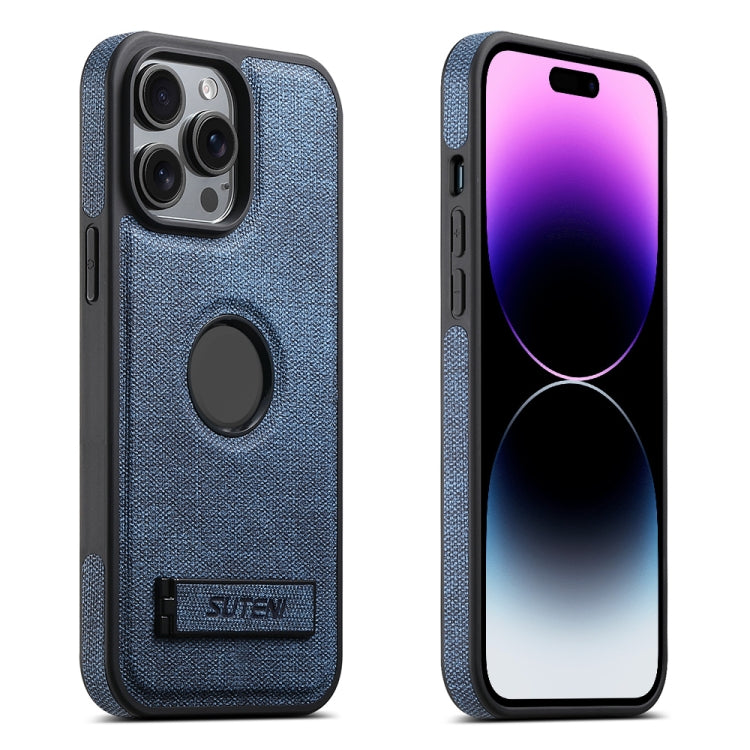 Suteni G2 Holder Denim Leather Back MagSafe Phone Case, For iPhone 14 Plus, For iPhone 14, For iPhone 14 Pro, For iPhone 14 Pro Max, For iPhone 13 Pro Max, For iPhone 13 Pro, For iPhone 13, For iPhone 12