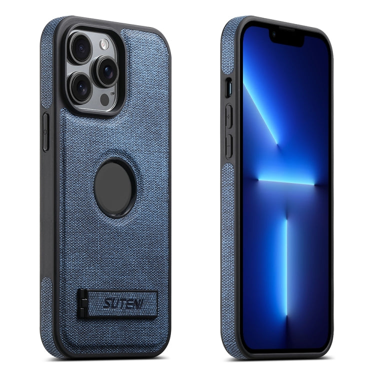 Suteni G2 Holder Denim Leather Back MagSafe Phone Case, For iPhone 14 Plus, For iPhone 14, For iPhone 14 Pro, For iPhone 14 Pro Max, For iPhone 13 Pro Max, For iPhone 13 Pro, For iPhone 13, For iPhone 12