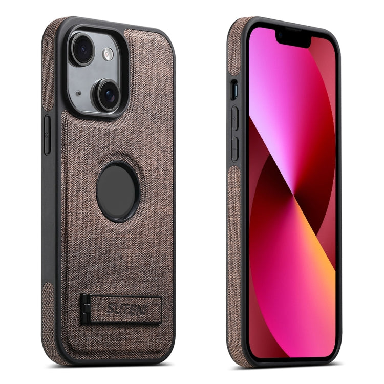 Suteni G2 Holder Denim Leather Back MagSafe Phone Case, For iPhone 14 Plus, For iPhone 14, For iPhone 14 Pro, For iPhone 14 Pro Max, For iPhone 13 Pro Max, For iPhone 13 Pro, For iPhone 13, For iPhone 12