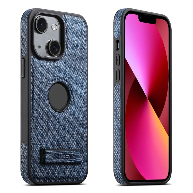 Suteni G2 Holder Denim Leather Back MagSafe Phone Case, For iPhone 14 Plus, For iPhone 14, For iPhone 14 Pro, For iPhone 14 Pro Max, For iPhone 13 Pro Max, For iPhone 13 Pro, For iPhone 13, For iPhone 12