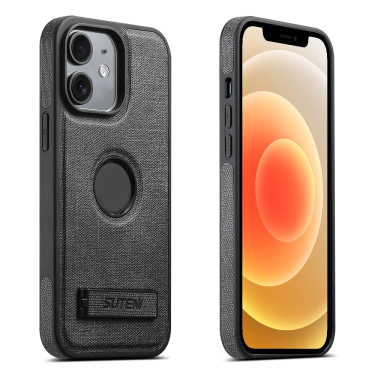 Suteni G2 Holder Denim Leather Back MagSafe Phone Case, For iPhone 14 Plus, For iPhone 14, For iPhone 14 Pro, For iPhone 14 Pro Max, For iPhone 13 Pro Max, For iPhone 13 Pro, For iPhone 13, For iPhone 12