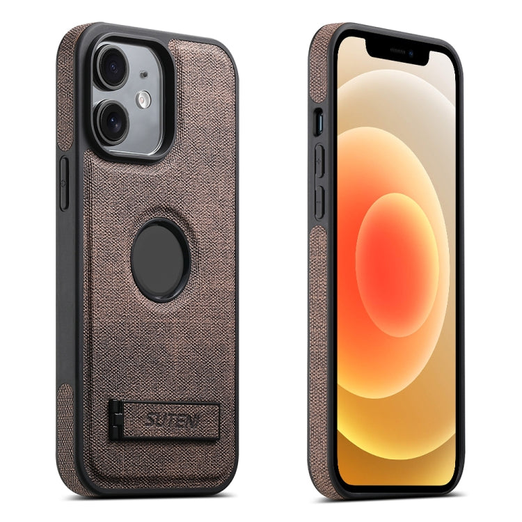 Suteni G2 Holder Denim Leather Back MagSafe Phone Case, For iPhone 14 Plus, For iPhone 14, For iPhone 14 Pro, For iPhone 14 Pro Max, For iPhone 13 Pro Max, For iPhone 13 Pro, For iPhone 13, For iPhone 12