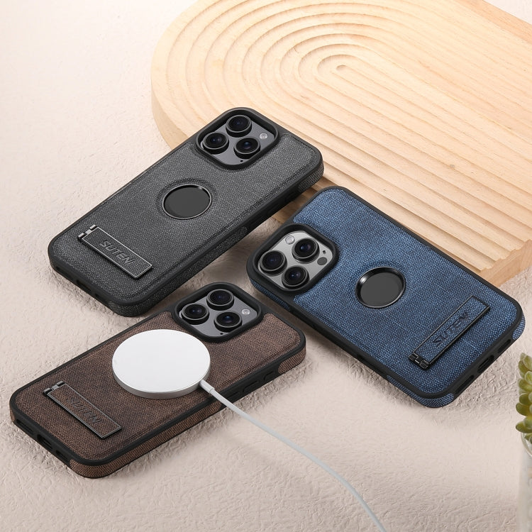 Suteni G2 Holder Denim Leather Back MagSafe Phone Case, For iPhone 14 Plus, For iPhone 14, For iPhone 14 Pro, For iPhone 14 Pro Max, For iPhone 13 Pro Max, For iPhone 13 Pro, For iPhone 13, For iPhone 12