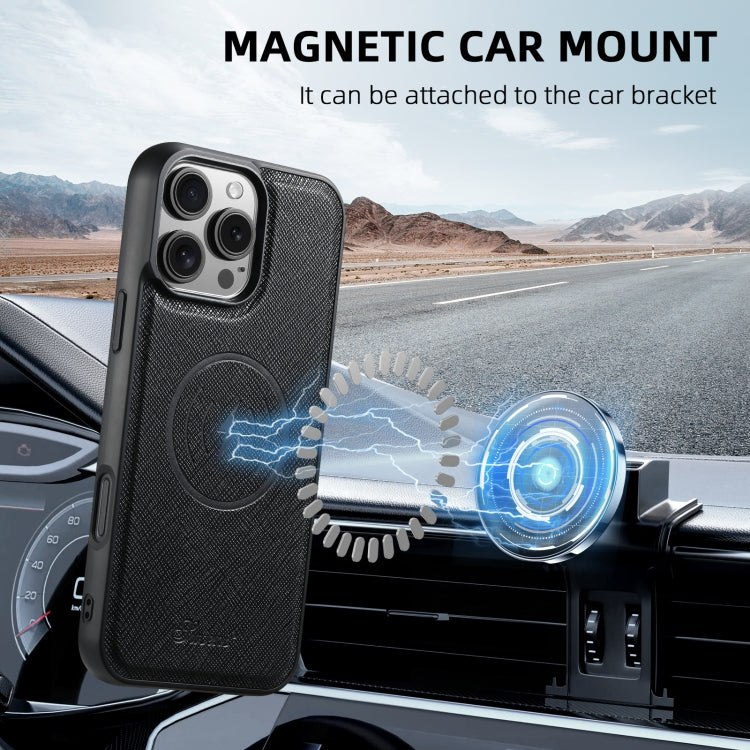 Suteni H20 Cross-Grain MagSafe Horizontal Card Bag Back Phone Case, For iPhone 12 Pro Max, For iPhone 12 Pro