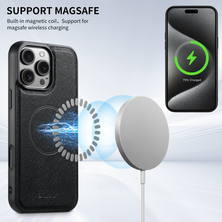Suteni H20 Cross-Grain MagSafe Horizontal Card Bag Back Phone Case, For iPhone 12 Pro Max, For iPhone 12 Pro