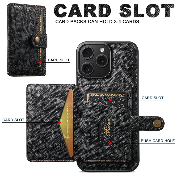 Suteni H20 Cross-Grain MagSafe Horizontal Card Bag Back Phone Case, For iPhone 12 Pro Max, For iPhone 12 Pro